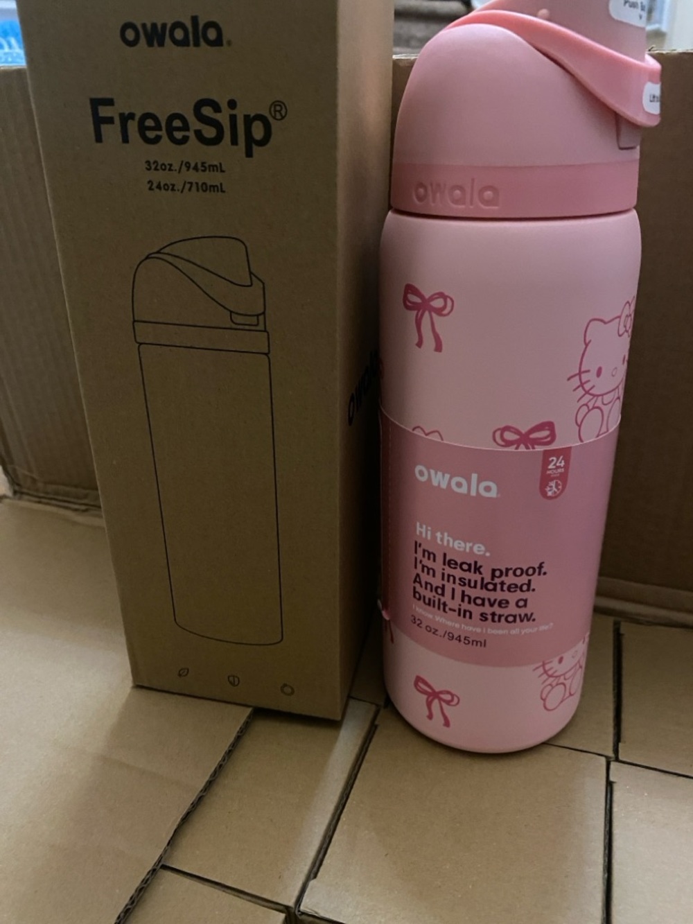 owala Pink FreeSip Insulated Drink Bottle with Straw
